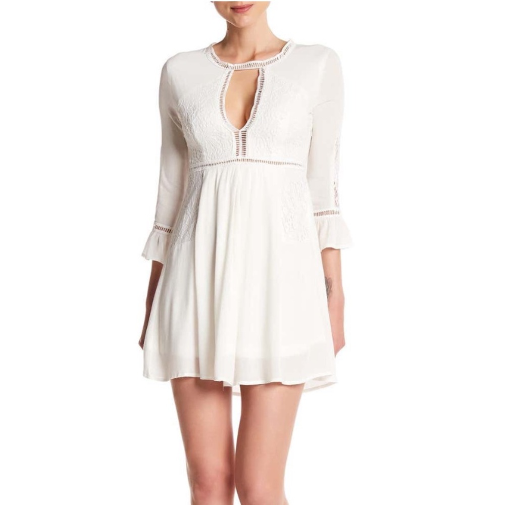 Raga white crochet detail cotton mini dress